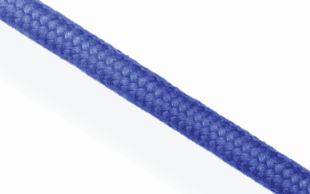 Blue 24-plait matt polyester rope; high-grip line designed for dinghy and yacht racing sheets.