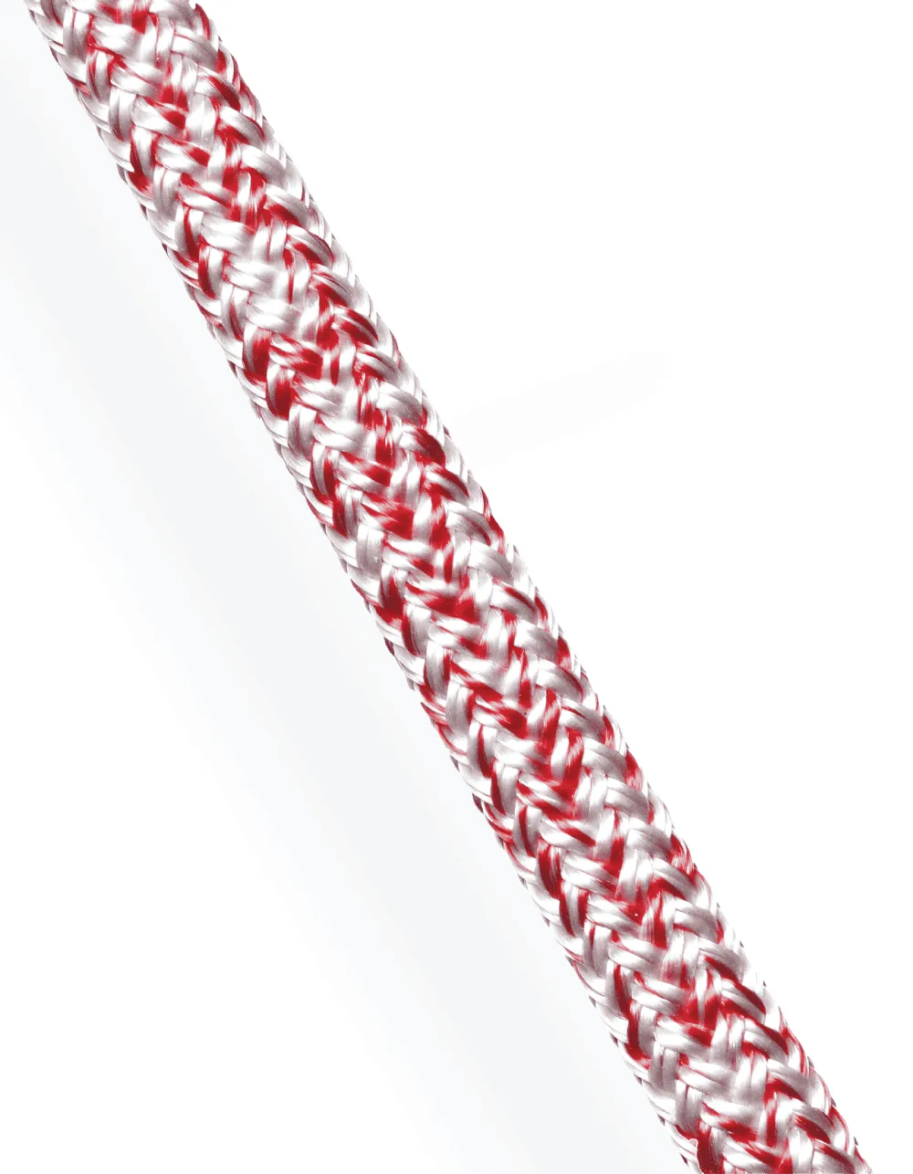 Vertical white Cruising Dyneema; red blended design and SK78 core for precision performance yacht rigging.