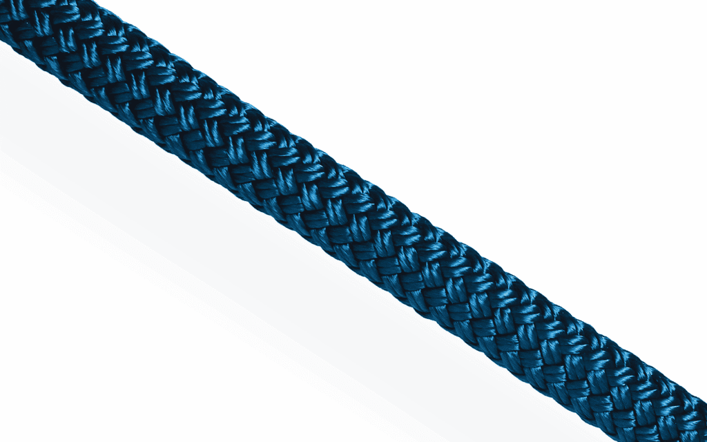 Navy blue polyester dockline with a high-tenacity core for docking luxury yachts and marine vessels