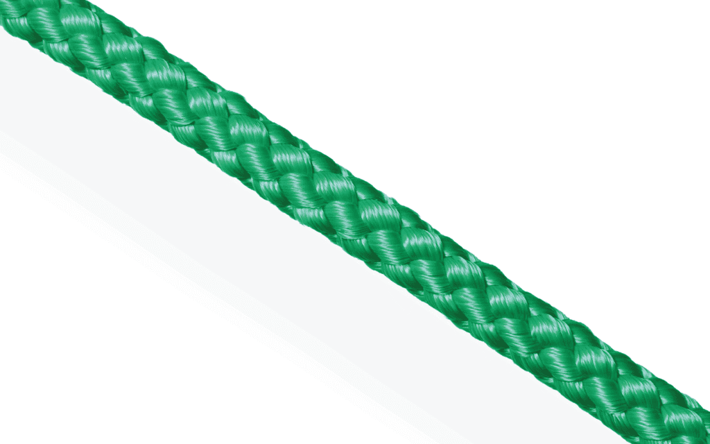 Green PK Cord floating rope featuring a soft-handle 8-plait construction for lightweight dinghy sheets and aquatic tasks.