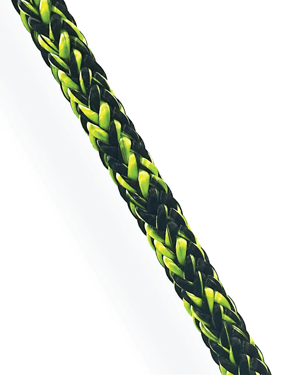 Prosheet multifilament polypropylene rope in black and yellow, designed for lightweight maritime control lines.