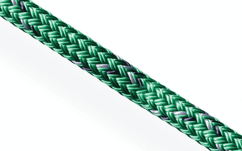 Green Racing Dyneema Pro rope, ideal for high-load sheets and halyards on racing yachts requiring minimal stretch.
