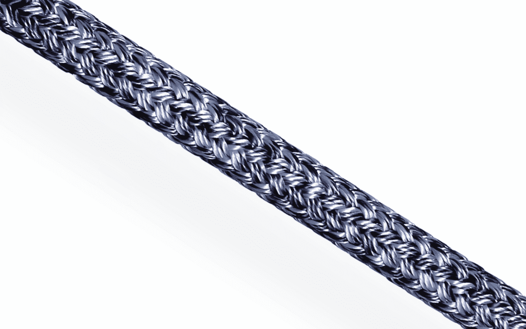 Black Silverline technical cordage. Double braided polyester with 24-plait construction. Soft-touch, low stretch line for marine rigging and industrial procurement.