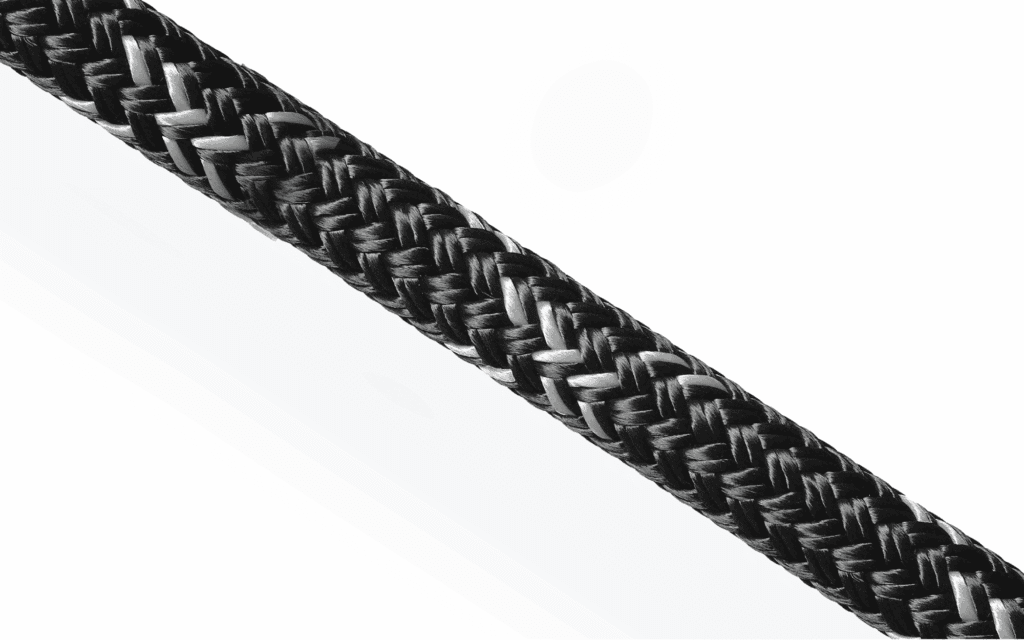 Black 12-strand HMPE winch rope variant. SK78 technical fibre for high load recovery and industrial procurement.