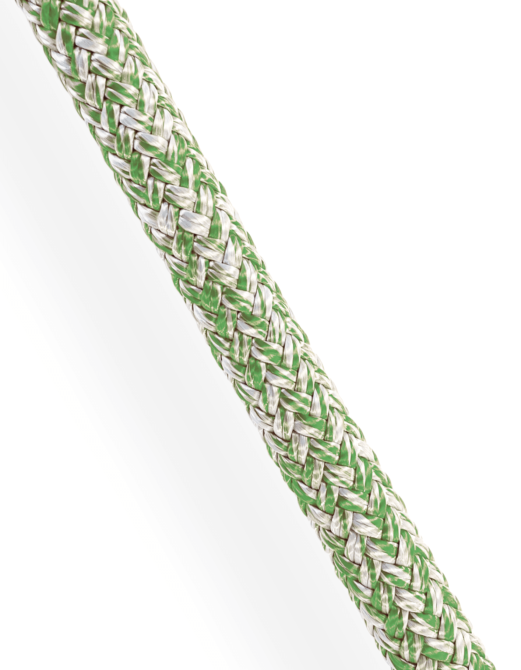 Green and white Cruising Dyneema rigging rope featuring a low-stretch SK78 core for performance cruising yacht sheets.