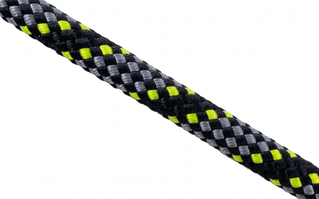 Tutus Wallaby AS4142.3 nylon static rope, black neon colourway, 32-plait kernmantle for Australian height safety rope access